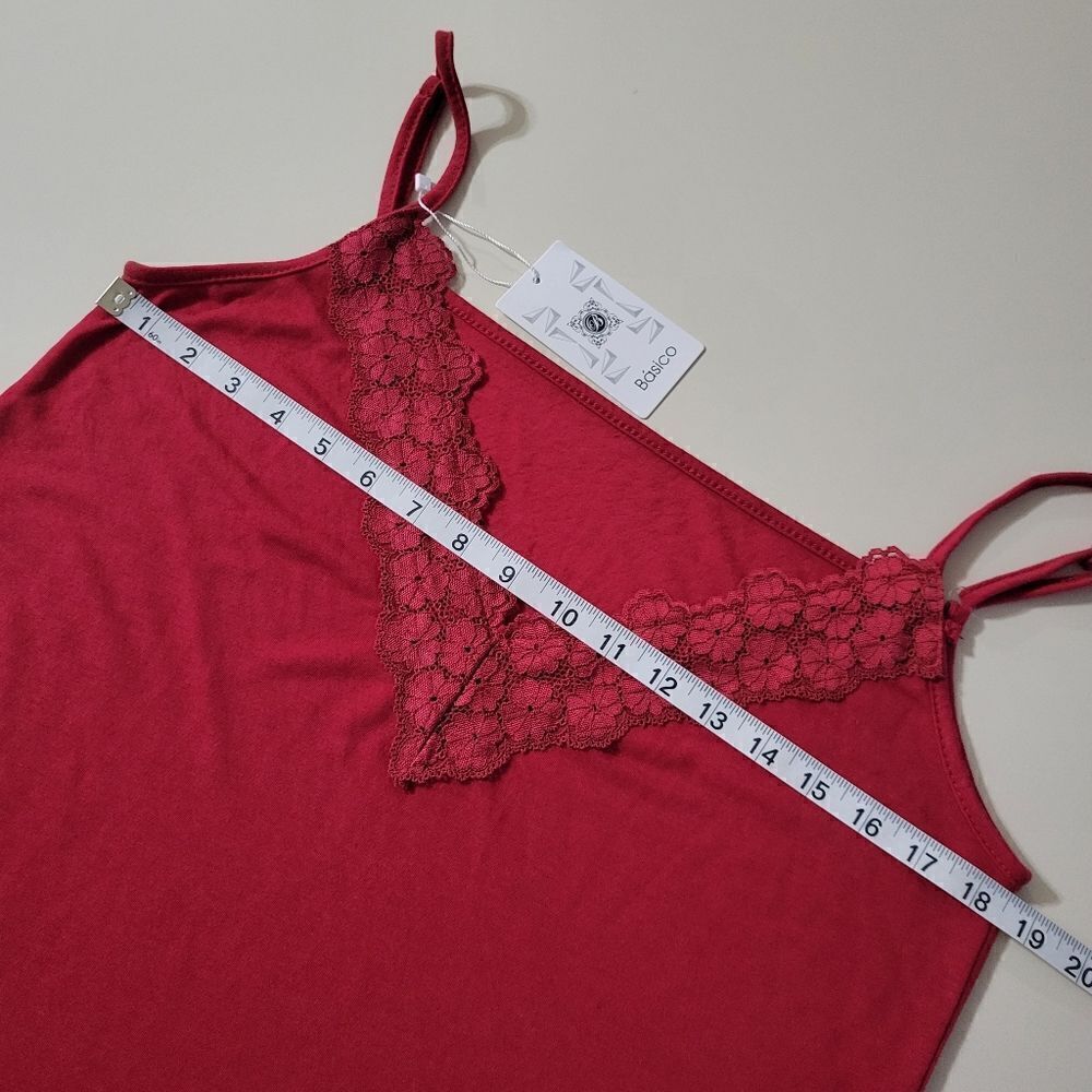 Basico Burgundy Lace Trimmed Cami - Picture 5 of 12